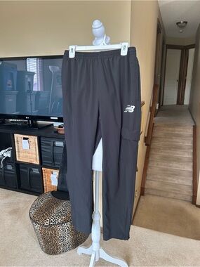 New Balance Black Performance Track Pants with Side Pocket and ankle Zipper